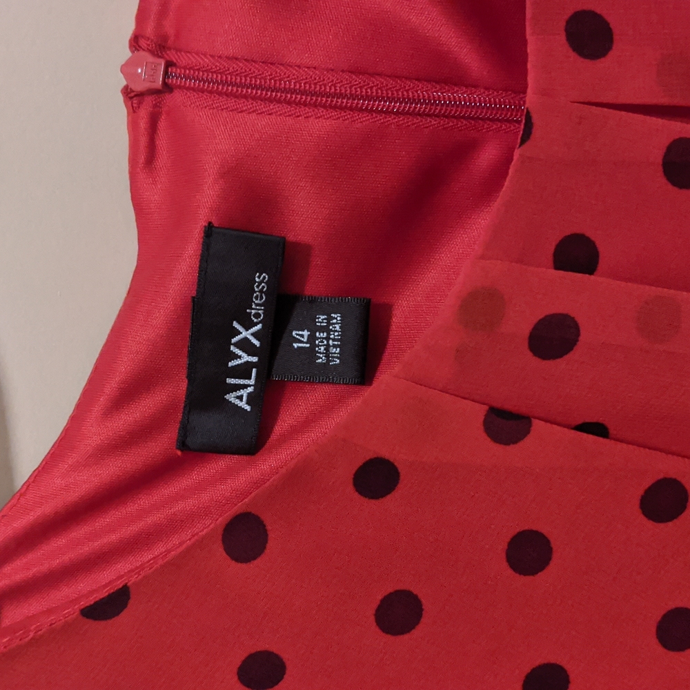 Alyx red polka dot black dress w/ flutter sleeves